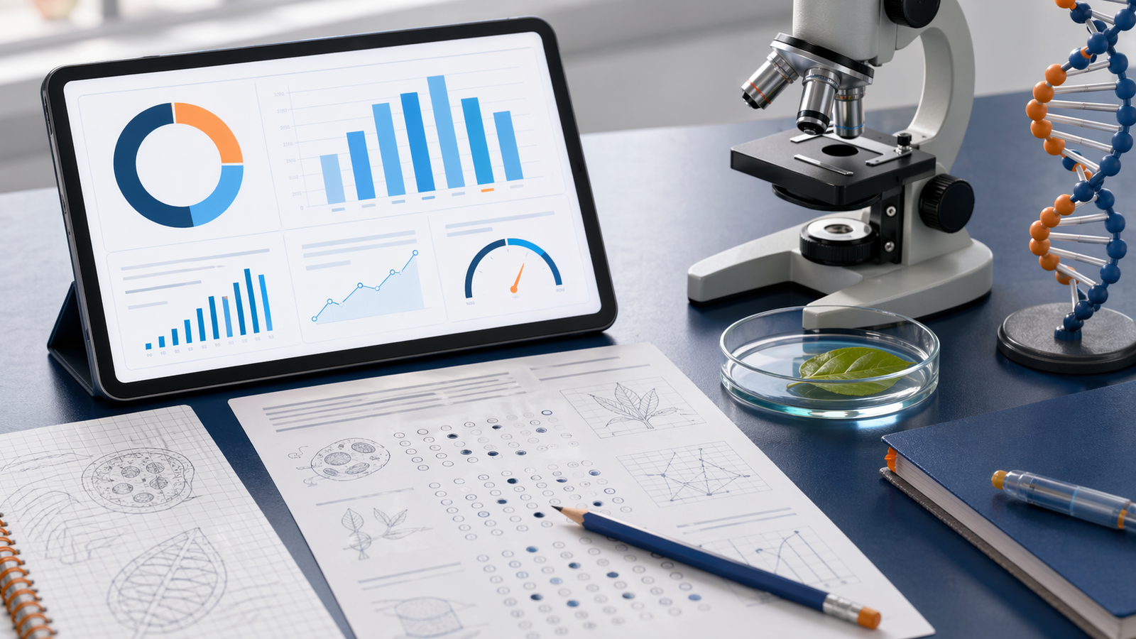 Illustration representing the AP Bio Score Calculator.