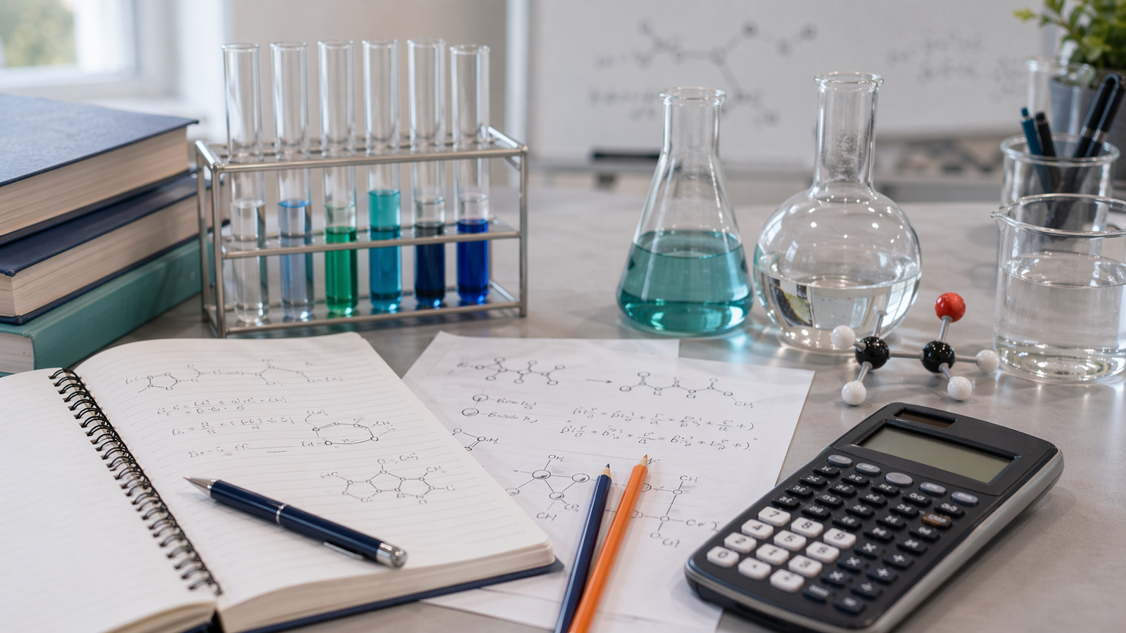Illustration representing the AP Chemistry Score Calculator.