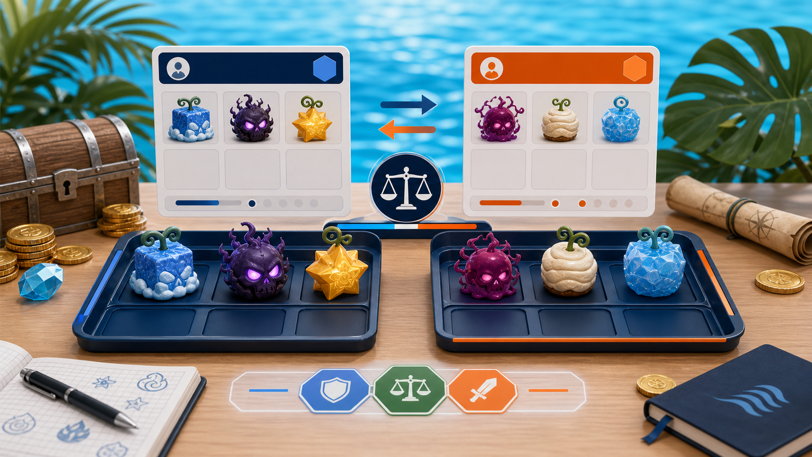 Illustration representing the Blox Fruits Calculator.