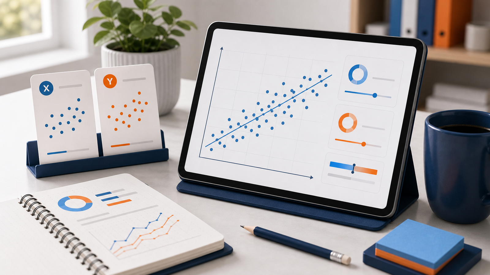 Illustration representing the Correlation Coefficient Calculator.