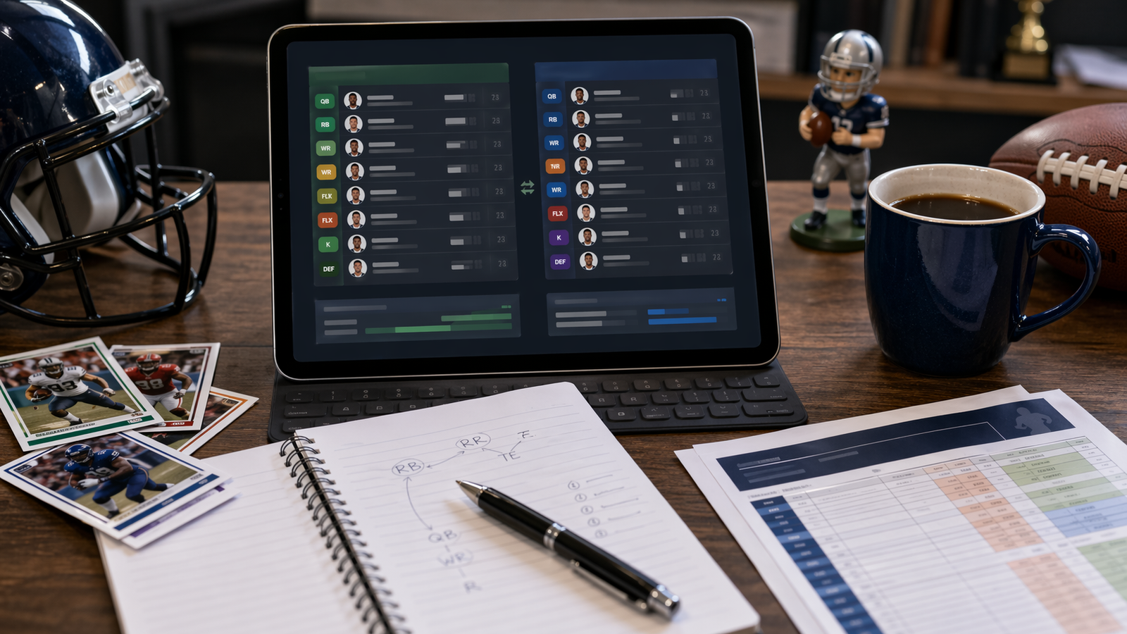 Illustration representing the Fantasy Trade Calculator.