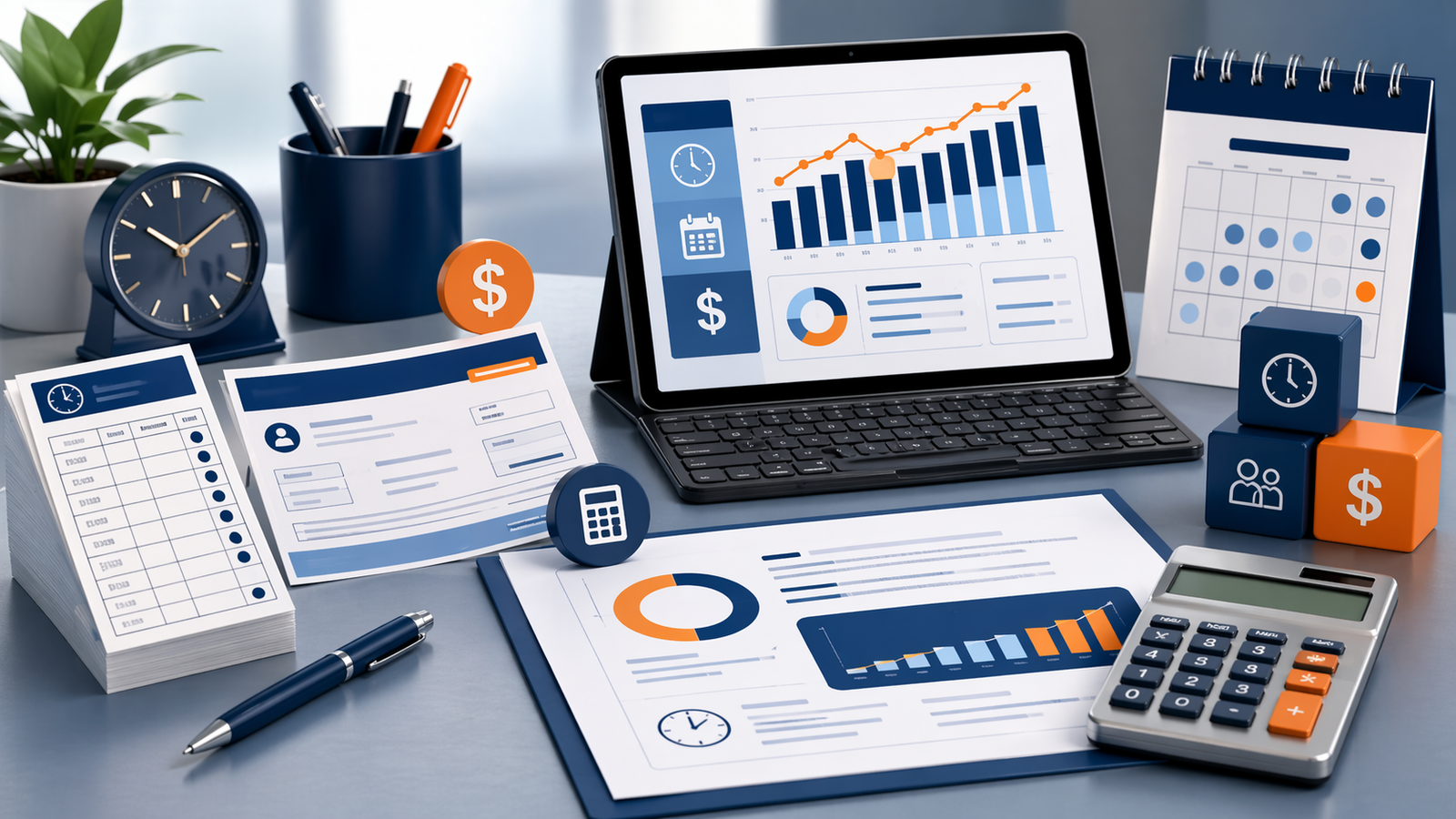 Illustration representing the Hourly to Salary Calculator.