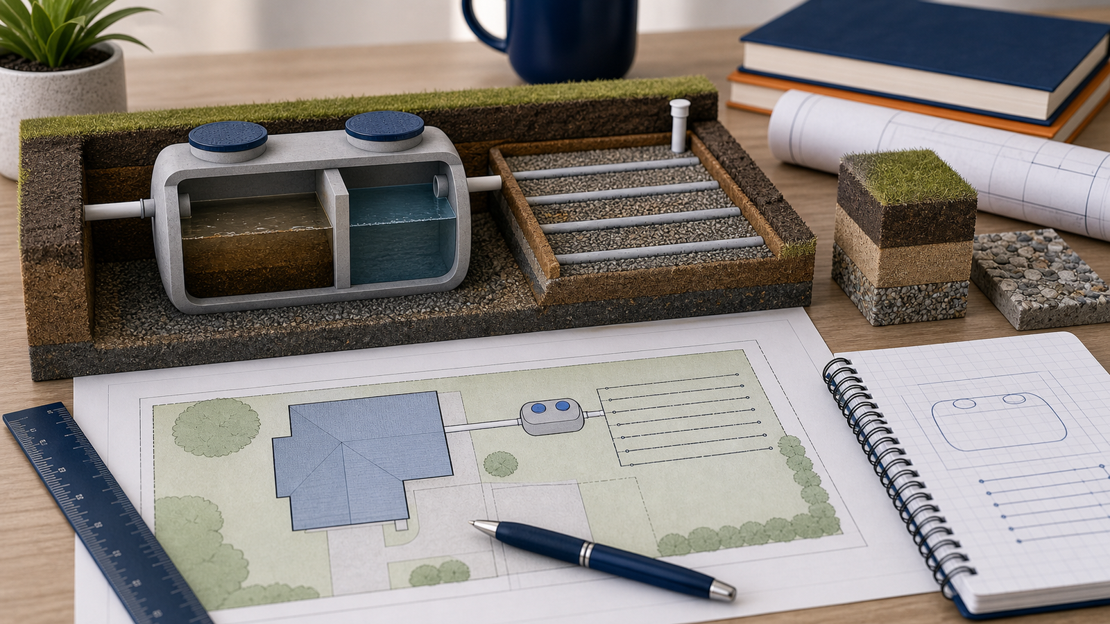 Illustration representing the Septic Tank Size Calculator.